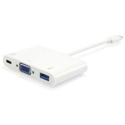 Adapter USB-C Stecker zu VGA + USB-A weiß 15cm (133462)