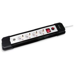 4-fach Steckdosenleiste weiß/schwarz mit 2x USB (245553)