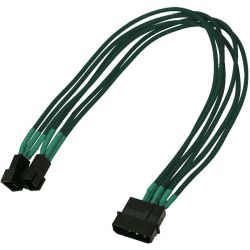 4-Pin-Molex auf 2x 3-Pin-Lüfter Kabel 30cm sleeved grün (NX42A30G)