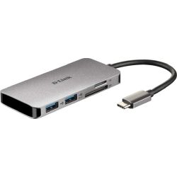 6-in-1 USB-C Hub mit HDMI/Kartenleser grau (DUB-M610)
