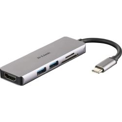 5-in-1 USB-C Hub mit HDMI/Kartenleser grau (DUB-M530)