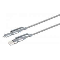 4-in-1 USB-Sync-/Ladekabel 1m grau (390606)