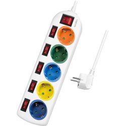 LogiLink LPS258 5-fach Steckdosenleiste weiß/bunt (LPS258)