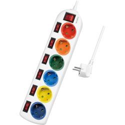 LogiLink LPS259 6-fach Steckdosenleiste weiß/bunt (LPS259)