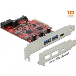 Controllerkarte PCIe 3.0 x4 zu 1x USB-C 3.1 + 2x USB-A 3.1  (90492)