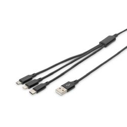 Digitus DIGITUS 3-in-1 Ladekabel USB A Lightning + Micro USB (AK-300160-010-S)