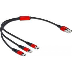 USB Ladekabel 3-in-1 USB-A zu Lightning + 2x USB C (86708)