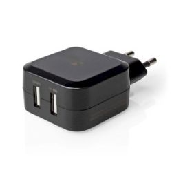 Nedis 24W Dual Port-USB-Netzladegerät schwarz (WCHAU484ABK)