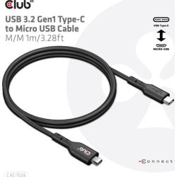 Kabel USB 3.0 Micro-B zu USB-C 3.0 1m schwarz (CAC-1526)