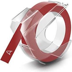 Prägeband 9mm weiß auf rot (520102)