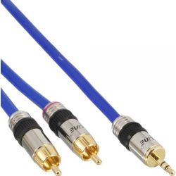 Audio Kabel 3.mm Klinke zu 2x Cinch 10m blau (89936P)