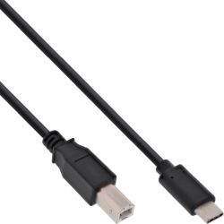 INLINE USB 2.0 Kabel Typ C an B Stecker Stecker schwarz 1m (35761)