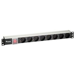 Rackmount 8-fach Steckdosenleiste schwarz/silber 1HE (333293)