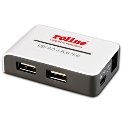 ROLINE USB 2.0 Hub Black and White, 4 Ports, mit Netzteil (14.02.5013)