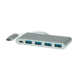 ROLINE USB 3.2 Gen 1 Hub, 4fach, Typ C Anschlusskabel, mi (14.02.5045)