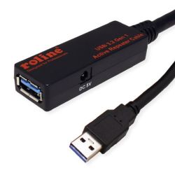 Roline ROLINE USB 3.2 Gen 1 Aktives Repeater Kabel, schwarz, 10 (12.04.1070)