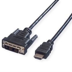 VALUE Kabel DVI (18+1) ST - HDMI ST, schwarz, 1,5 m (11.99.5516)