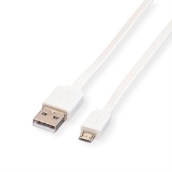 Roline ROLINE USB 2.0 Kabel, USB A ST - Micro USB B ST, weiß, 1 (11.02.8761)