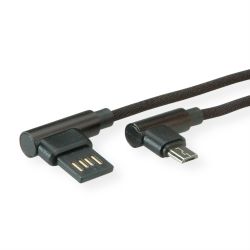 USB 2.0 Kabel, gewinkelt, Typ A reversibel - Micro 0.8m (11.02.8720)
