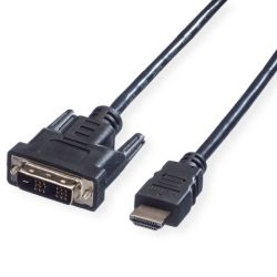 VALUE Kabel DVI (18+1) ST - HDMI ST, schwarz, 5 m (11.99.5552)
