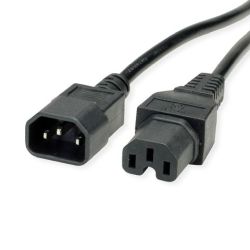 VALUE Netzkabel IEC320/C14 Stecker - C15 Buchse, schwarz, (19.99.1121)