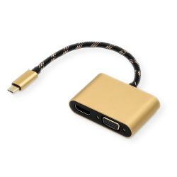 Adapter USB-C 3.0 zu HDMI/VGA gold/schwarz (12.03.3165)