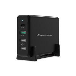 CONCEPTRONIC Ladegerät 4Port  65W,1xUSB-C/3xUSB-A PD Deskto (OZUL01B)