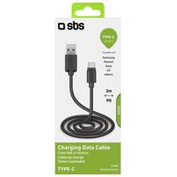 SBS USB Data Cable for Mobile Phones USB 2.0/Type C 3m (TECABLETC3MTK)