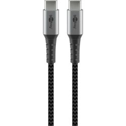 USB-C Textilkabel mit Metallsteckern 0.5m grau/silber (49301)