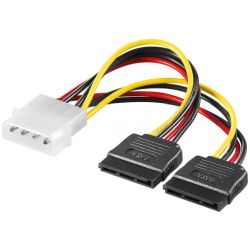 Goobay Stromkabel 2x SATA 15 Pin auf 1x HDD 5.25 4 Pin 13cm (68524)