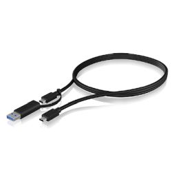 IcyBox Kabel USB-C Stecker zu USB-C Stecker + USB-A Adapter (IB-CB031)