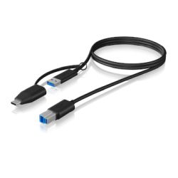 Kabel USB-A/USB-C Stecker zu USB-B Stecker 1m schwarz (IB-CB032)