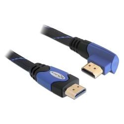 High Speed HDMI Kabel Ethernet + gewinkelter Stecker blau 5m (82958)