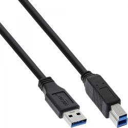INLINE USB 3.0 Kabel A Stecker an B Stecker schwarz 1m (35310)
