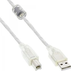 InLine USB 2.0 Kabel, A an B, transp 0,5m (34505)