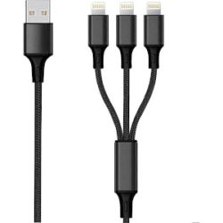 2GO 3 in 1 USB Ladekabel - schwarz - 150cm für Apple 8-Pin (797155)