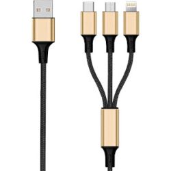 2GO 3 in 1 USB Ladekabel-gold-150cm f.Micro-USB + Apple (797152)