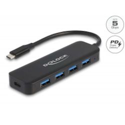 4-Port USB-Hub mit PD schwarz USB-C 3.0 (64170)