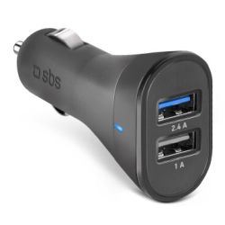 SBS Mini Car Charger 12/24V 2400mAh fast charge with (TECR2USB24AFAST)