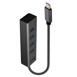 4 Port USB-Hub schwarz USB-C 3.0 (43325)