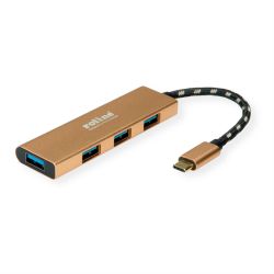 ROLINE GOLD USB 3.2 Gen 1 Hub, 4fach, Typ C Anschlusskabe (14.02.5049)