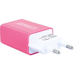 Schwaiger 230V Ladeadapter USB Weiß/Pink (LAD300P511)