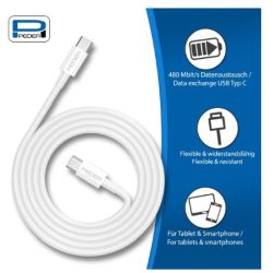 PEDEA Schnelllade- und Datenkabel USB-C/USB-C, 1m, weiß (60040120)