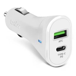 SBS Car Charger 12/24V 1x Type C PD + 1x USB 2.1 A white (TECRPD20W)