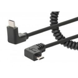 Manhattan Spiralkabel USB-C zu Micro-USB 1m schwarz (356244)