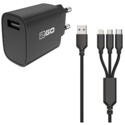 2GO Netzladegerät (2-t.) 1x USB 1x Micro USB 1x Lightning sw (797257)