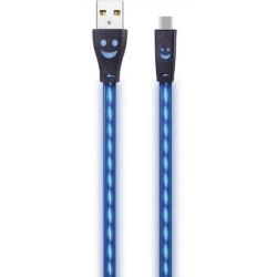 2GO USB Ladekabel-schwarz-mit blauer LED-Beleuchtung 100cm (795535)
