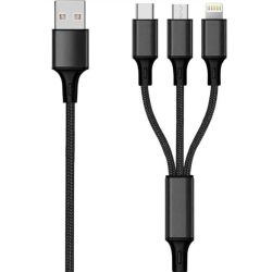 2GO 3 in 1 USB Ladekabel - schwarz - 300cm (797154)