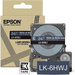 LK-6HWJ Beschriftungsband 24mm weiß auf dunkelblau (C53S672086)