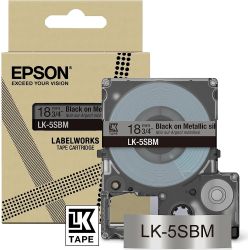 LK-5SBM Beschriftungsband 18mm schwarz auf mattsilber (C53S672094)